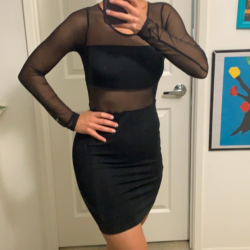 Black mesh cutout bandage James Peres dress small